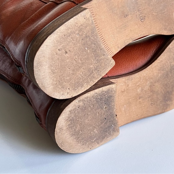 Madewell Sidney Chestnut Brown Knee High Back Zip Tall Riding Boots Size 8 - Picture 13 of 16